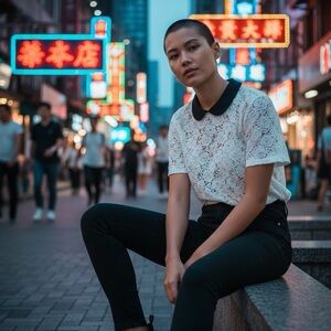 Equipment Femme Crocheted, Lace Womens Blouse size Small